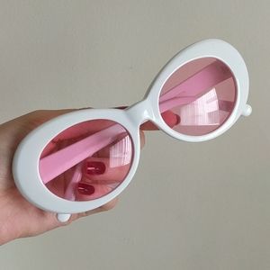 Retro translucent white and pink sunglasses